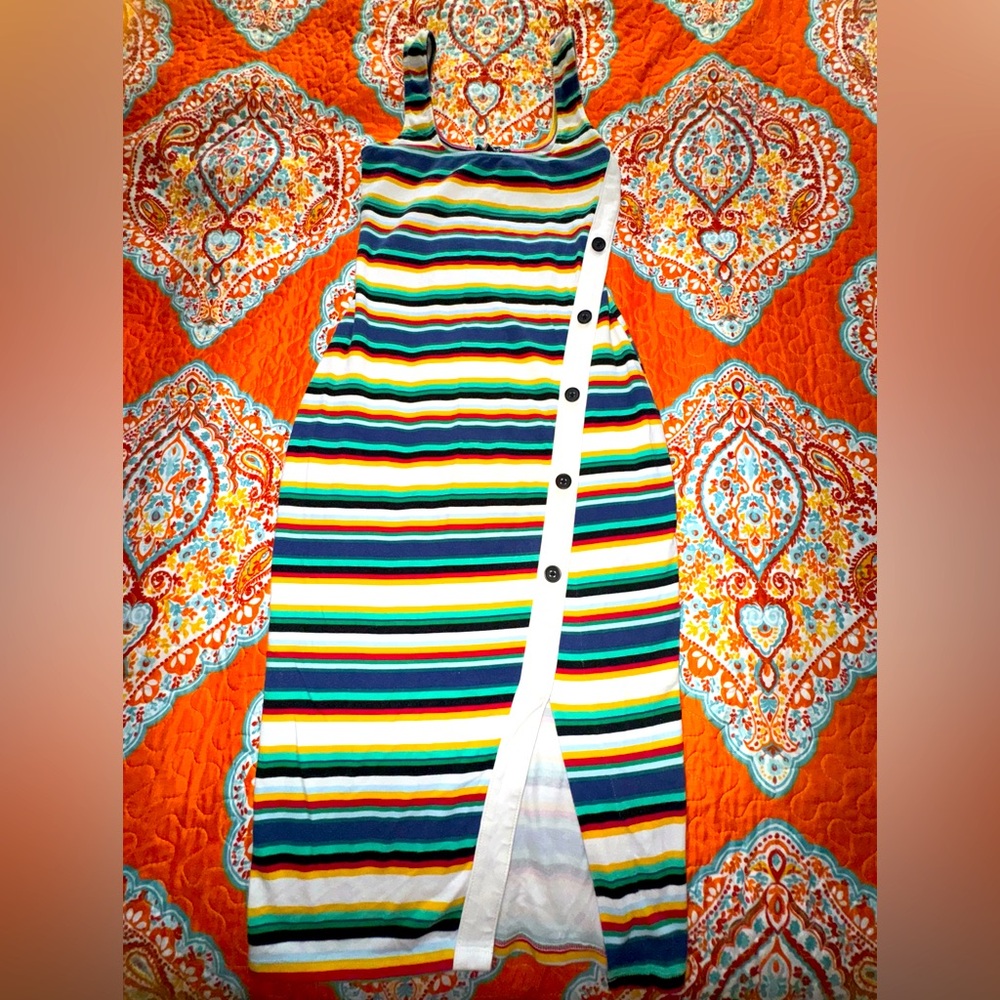 Express Striped Multicolor Button-Down Dress - image 1